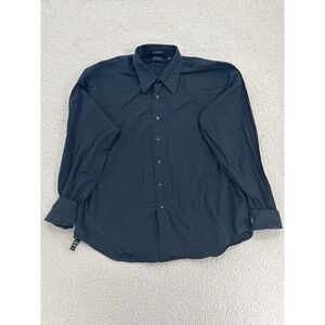 FUBU The Collection Men Size XL Black Button Down Shirt Cufflinks Y2K Hip Hop